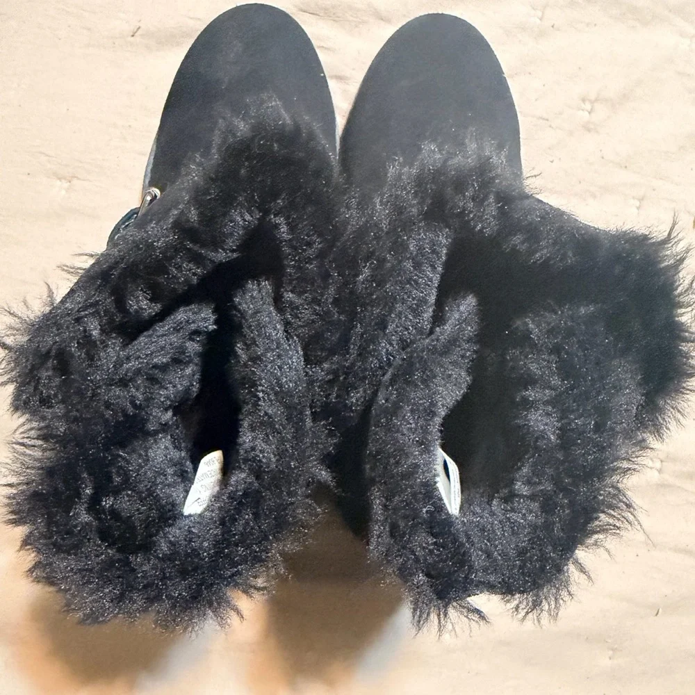 Style & Co. Black Faux Fur Ankle Boots